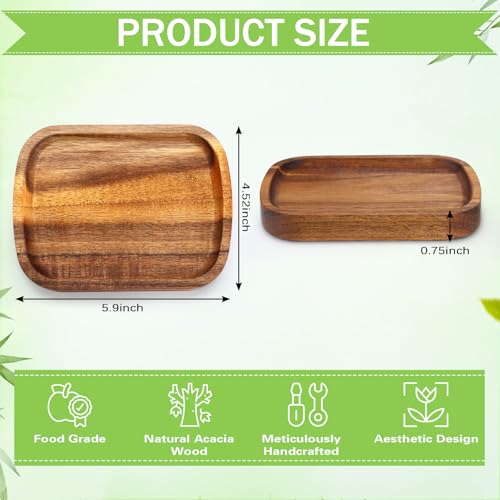 Honeydak 4 Pcs Acacia Wood Spoon Rest for Stove Top Handmade Smooth Wooden Kitchen Spoon Holder for Ladles Tong Cooking Accessories Housewarming Gifts, 5.9" x 4.5" - style: Rectangular