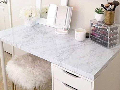 Marble Peel and Stick Wallpaper Granite Wall Paper for Old Furniture Self Adhesive and Removable 17.7 inch x 78.7 inch Marble Contact Paper for Countertops Easy to Apply - color: Gray/White, size: 17.7" x 78.7"