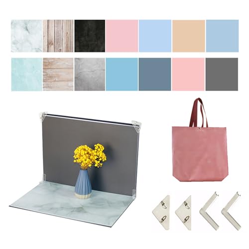 Photo Backdrop Board 7pcs 14patterns Small Product Food Photography Double-Sided Table Top Backdrop Kit Flat Lay Props for Jewelry and Cosmetics(16X11.5 Inch) - color: Light Color