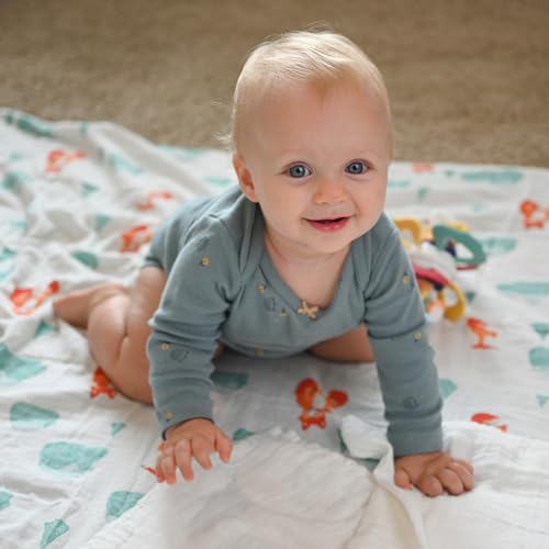 POMISO Muslin Swaddle Blankets for Boys & Girls, Newborn Receiving Blankets, Soft Breathable Baby Swaddles, Large 47x47 Inches, Fox & Penguin - color: Fox and Penguin
