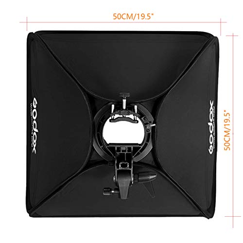 Godox S Type Bracket Bowens Holder S Mount Holder with Foldable 50x50cm /19.5x19.5 inches Softbox and Honeycomb Grid & Bag Kit for Flash Camera Studio Photography