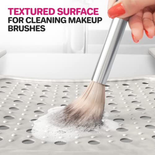 Sink Topper Bathroom Counter Cover & Storage Saver, Foldable Silicone Mat for Hot Tools, Hair Styling & Makeup, Beauty Brush Cleaning Mat, RV Camper Sink Cover & for Small Spaces (Large Pearl) - color: White, size: Large