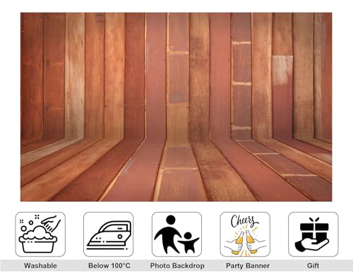 5x5ft Dark Stained Wood Panel Backdrop with Matching Floor Surface Photography Background for Vintage Pub Themed Party Decorations Banner Photo Booth Props - size: 5x5ft
