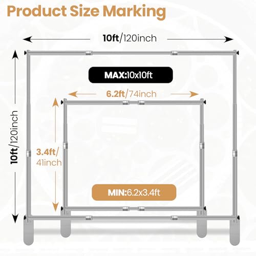 Jiang&Rong 10x10ft Heavy Duty Backdrop Stand Kit - Adjustable Step and Repeat Photo Banner Stand for Photography, Trade Shows, Photo Booths, Events(Silver) - color: Silver
