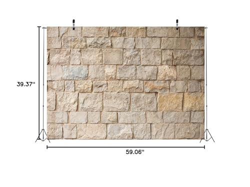 5x3ft Fabric Brick Stone Wall Backdrop - Old Outdoor Rock Stone Wall Textures Background for Medieval Castle, Party Decorations, Baby Shower, Kids & Adults Portarit Photo Props - size: 5x3FT