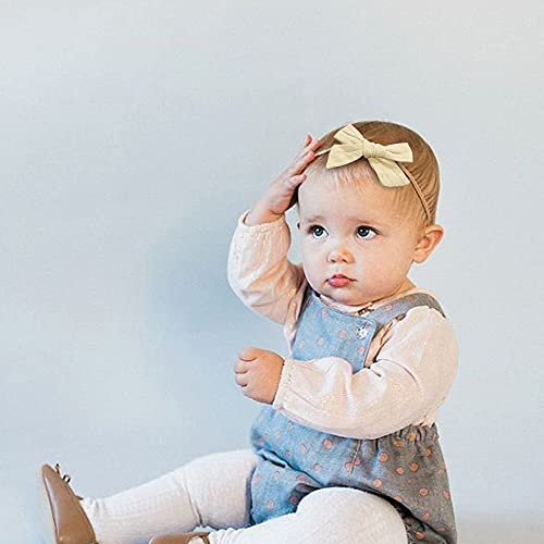 jollybows 20pcs Baby Girls Cotton Hair Bows Headbands Nylon Hair Bands Elastic Hair Accessories for Newborn Kids Infants Toddlers - color: 4- 20PCS baby girl bows