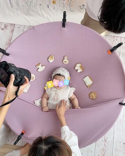 Newborn Photography Stand with Storage Bag and 6 Clamps Set Stainless Steel Baby Posing Table Photoshoot Stand Backdrop Ring Frame Infan Round Background Station for Newborn Photo Sessions - size: Stand with 6 Clamps