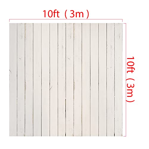 Kate 10x10ft White Wood Shiplap Photography Backdrop Vintage White Wood Photo Background Photo Studio Props - size: 10x10ft