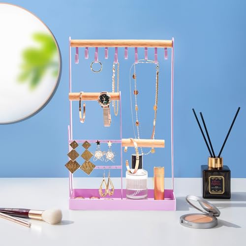 ProCase Cute Jewelry Stand, Aesthetic Jewelry Organizer for Dresser Vanity, Jewelry Holder Display for Necklaces Earrings, Gifts for Teen Girls Women, Bedroom Dorm Decor -Medium, Purple - color: Purple, size: 12.6" Height