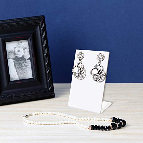 MOOCA 6 Pcs Set Leatherette Covered Earring Display Stand Pendant Jewelry Organizer Display Holder for Earring, Pendant Accessory Rack for Showcase, White Faux Leather - color: White Faux Leather