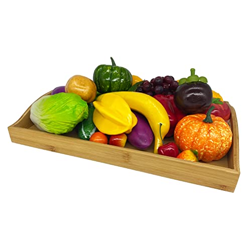 Bamboo Serving Tray Dinner Plates Cheese Board 16.5"x11.8"(42x30cm with Handle - color: Only Big Serving Tray