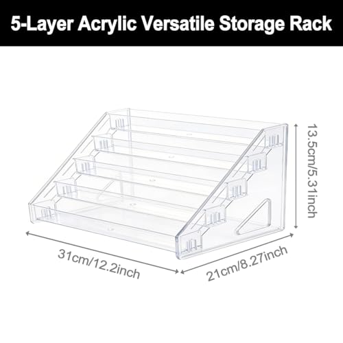 5-Tier Storage Rack, Thickened Transparent Plastic Nail Polish Organizer, Eyeglasses Riser Display Stands Essential Oil Storage Rack Makeup Stand Tray for Home Tabletop Decorations - size: 12.20 x 8.26 x 5.31 inch