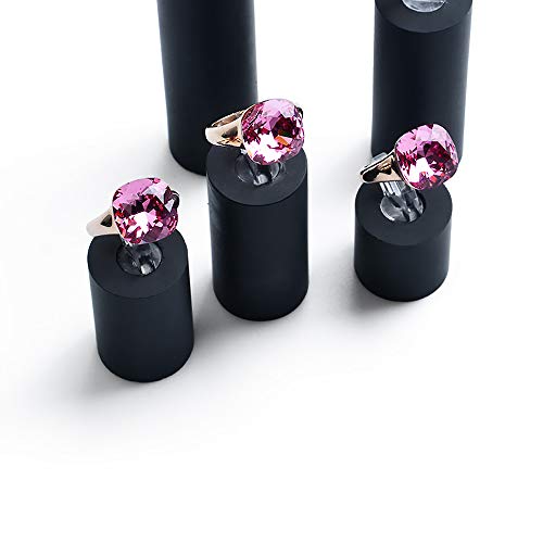 Black Acrylic Ring Display Stand 7 Piece Acrylic Cylinder Ring Display Organizer