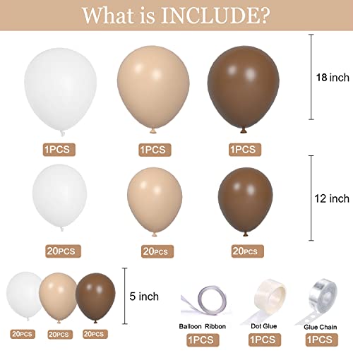 Neutral Balloon Garland Kit Boho Gender Reveal Balloons Arch Brown Nude Tan Coffee Beige Cream Matte White Dark Light Latex Globos Different Sizes Bear Baby Shower Safari Decoration For Boy Girl - color: White