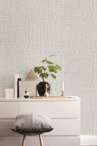 Grasscloth Peel and Stick Wallpaper Beige and Gray Contact Paper 15.7inch x 196.8inch Textured Vintage Faux Linen Contact Paper Self Adhesive Removable Decorative Wallpaper for Cabinets - color: Beige Gray, size: 15.7"W x 196.8"L