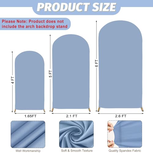 MODFUNS Dusty Blue Arch Cover Spandex Arch Backdrop Cover 4&5&6ft Arch Covers Stretchy Backdrop Set of 3 Arched Backdrop Stand Covers for Wedding Party Banquet Reception Party Arch Decor - color: Dusty Blue, size: 4 FT & 5 FT & 6 FT