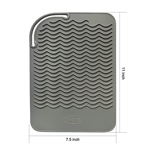 11" X 7.5" Large Size Heat Resistant Silicone Travel Mat for Hair Straighteners, Curling Irons, Flat Irons, Other Hair Styling Tools, Portable Silicone Pad Cover for Travel Vanity Salon - Gray - color: Gray, size: 11" X 7.5"
