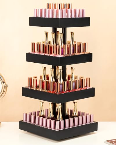 Homde Nail Polish Organizer for 86-123 Bottles, 360 Rotating Nail Polish Rack Holder, Display Storage Shelf for Fingernail Stand and Essential Oil, Gifts for Women Girls- Bamboo,Black - color: Black