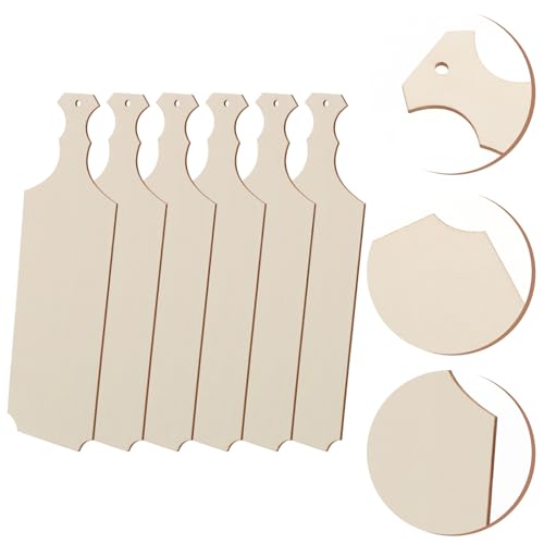 Alipis 6Pcs Wooden Cutting Boards with Handle Unfinished DIY Charcuterie Trays for Serving Bread Cheese Fruits and Crafting Photography Props