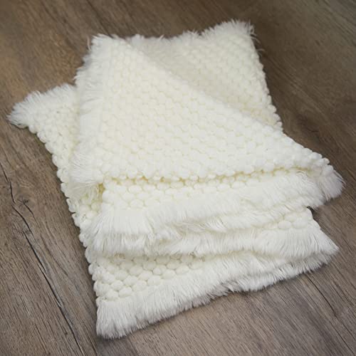 Zeroest Baby Photography Props Basket Braid Wool Wrap Newborn Photo Shoot Baskets Filler Posing Stuffer Background Blanket (White) - color: White