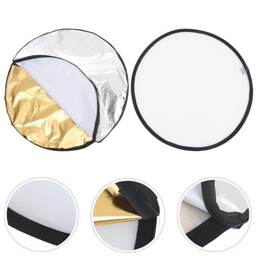 Kichvoe 5-in-1 60cm Folding Light Reflector Board for Photography, Portable Reflective Diffuser Panel with Soft Light and Background Use, Camera Lighting Accessory for Studio and Outdoor