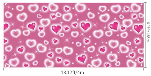 7X16ft Valentine's Pink Heart Garage Door Cover Background Glitter Heart Romantic 90s Valentine Party Photography Backdrop Women Men Happy Birthday Party Outdoor Indoor Banner Cover - color: Pink3, size: 7X16
