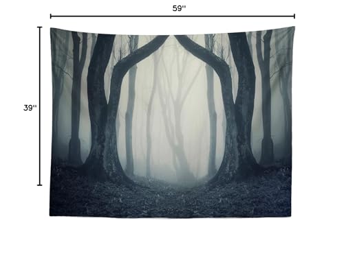 BELECO 5x3ft Fabric Dark Misty Woods Halloween Spooky Forest Backdrop for Photography Magic Grove Vampire Evil Trees Background Witch Wizard Sorcerer Ghost Theme Party Decorations Banner Photo Props - size: 5x3FT