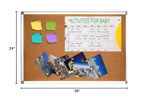 Cork Bulletin Board, Bulletin-Boards, Notes Board, Memo Board, 18 x 24inch, Silver Aluminum Frame - size: 18*24“