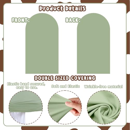 2Pcs Cow Print Arch Backdrop Covers Set Sage Green Brown(7.2ft+6ft), Spandex Fitted Arch Stand Covers for Baby Shower Birthday Bridal Shower Western Farm Photo Booth Background - color: Sage Green & Brown-Cow Print, size: 7.2FT/6FT