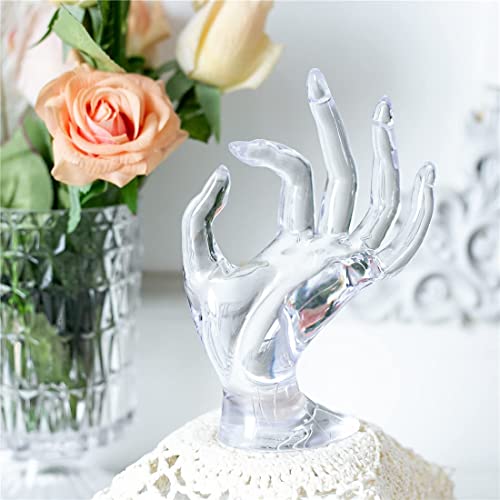 HOMEGOAL Hand Jewelry Holder, Bracelet Ring Watch Jewelry Display Holder Stand, Mannequin Hand, Polyresin, 7 Inch (Transparent) - color: Transparent