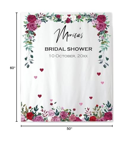 ASSIALL Custom Bridal Shower Backdrop, Personalized Wedding & Baby Shower Tapestry (60" Wx50 H) - color: Bridal Shower-1, size: 60 in x 50 in (W x H)