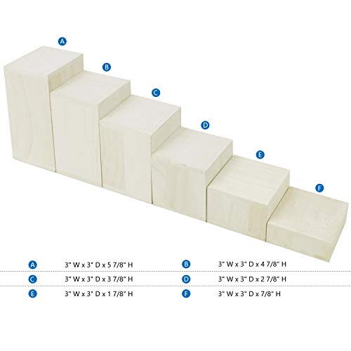 Mooca Wooden 6 Pcs Square Risers for Display Jewelry and Accessories Display Stand (Wash White) - color: Wash White