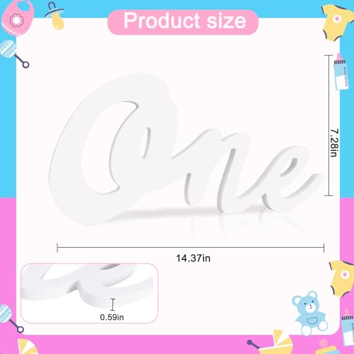 TONIFUL One Wooden Sign Cutout Letter for 1st Birthday Party Decorations Table Centerpieces for First Birthday White Letter Wooden Photo Booth Props Party Decorations Supplies - style: One