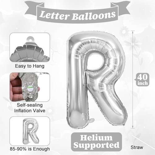 40inch Silver BRIDE Letter Balloons, Giant Silver Bride Foil Helium Balloon Banner with Heart Balloon for Bride to Be Wedding Engagement Bridal Shower Bachelorette Party Decoration - color: Silver