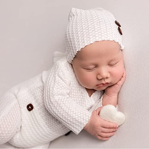 BLUETOP Cute Newborn Photography Outfits Boys Girls Baby Costume Set - style: 06 Milky White Jumpsuit