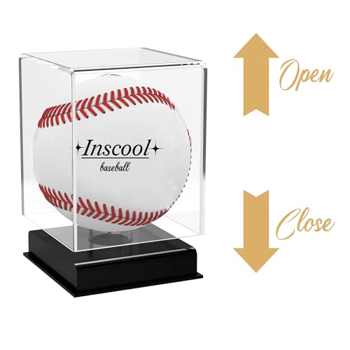 Acrylic Baseball Display Case, UV Protected Clear Display Cube, Memorabilia Baseball Case (Rounded Base)