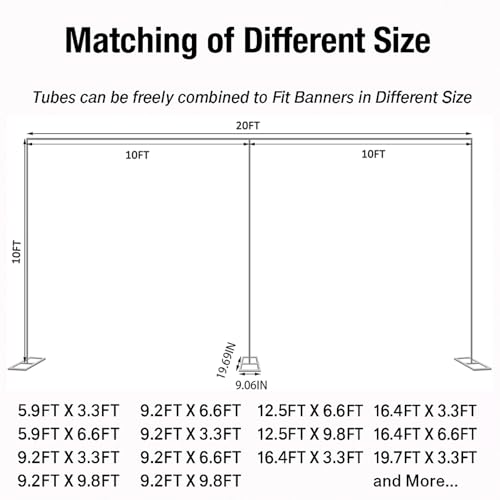 10x20ft Backdrop Stand Heavy Duty Pipe and Drape Backdrop Stand for Parties, Adjustable Pipe Kit Curtain Frame Stand for Photography Background Support,Wedding Arch Metal Frame (Gold) - color: Gold