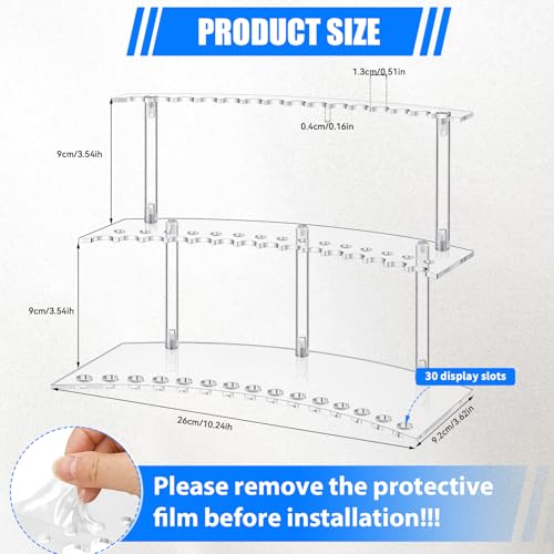 Zourane Acrylic Pen Display Stand, 2-Tier 30 Slot 1.3cm Wide Pen Holder Organizer for Fountain Pens, Makeup Brushes, Art Supplies | for Office, Home, Classroom, Craft Fairs