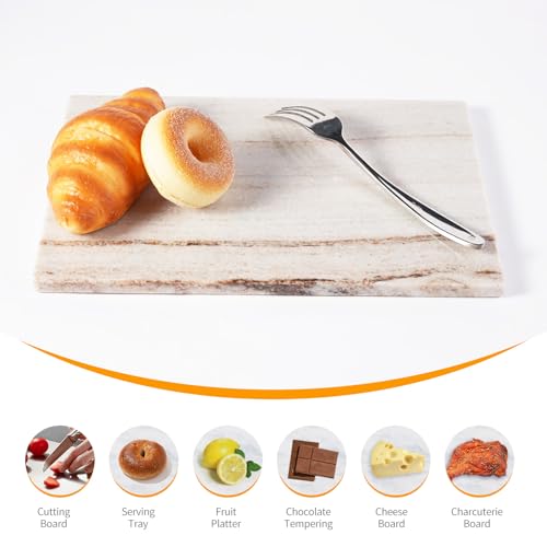 Natural Marble Cutting Boards for Kitchen - 12" x 8" Multi-Purpose Pastry Marble Tray Cheese Board Marble Slab for Counter, Bathroom Perfume Tray Jewelry Candle Plate (Crystal White Wooden) - color: Crystal White Wooden, size: 12" x 8" x 0.4"