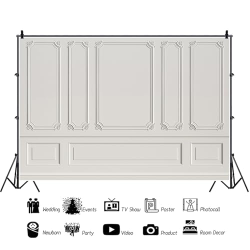 7x5ft Empty Room Architectural Pale Grey Wall Background Photography Background Classic Style Panel Wall Houses Flats Interior Vintage Decor Solid Color Grey Backdrops - size: 7x5ft