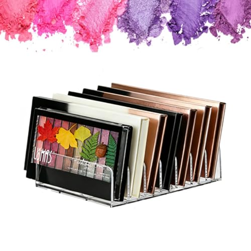 2 Pack Acrylic Eyeshadow Makeup Palette Organizer: Makeup Organizer for Drawer - 7-Section Cosmetic Display Case for Vanity Countertop - Clear Cosmetic Organizer Storage Accessories - size: 7 Section L+S
