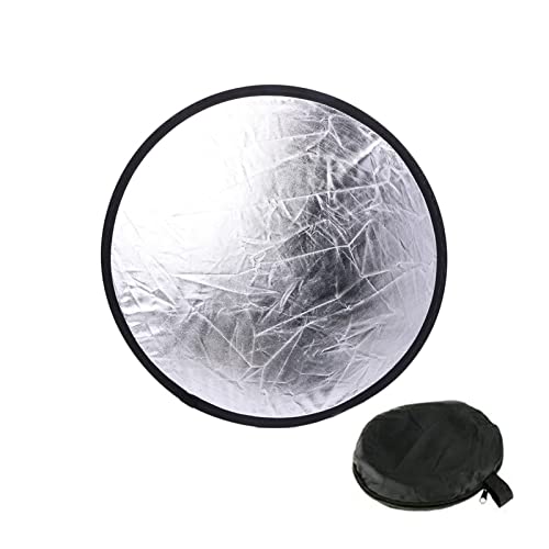 2 in 1 Lighting Reflectors Round Folding Portable 30cm/12inch Camera Photo Reflector Diffuser for Photography Reflector Portrait Still Life Fill Light - Silver & White