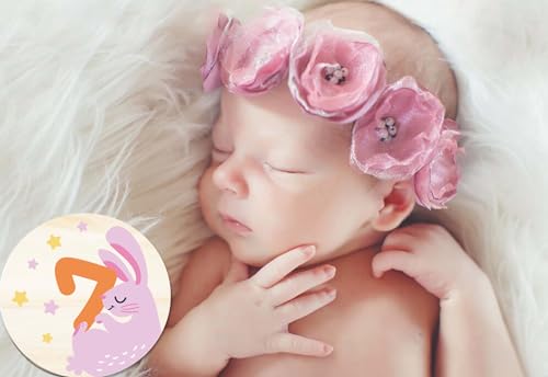 Wooden Baby Monthly Milestone Cards with Birth Announcement Sign Newborn Anniversary Cards Photography Props Baby Shower Gifts for Boys and Girls (Baby Milestone Cards) - color: Monthly Milestone Cards
