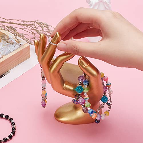 Hand Jewelry Display Holder Gold OK Shaped Hand Ring Jewelry Organizer Stand Watch Stand Support Holder for Earring Ring Bracelet Storage Room Decor 2.76 x 3.54 x 6.3 Inches - color: Gold