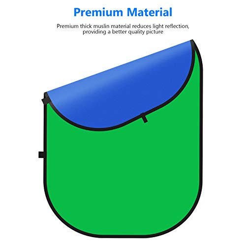 NEEWER Chromakey Backdrops, Double Sided Green Screen and Blue Screen, 2 in 1 Collapsible and Reversible Background for Photography, Gaming and Live Streaming, 5'×6.6'/1.5m×2m (Green/Blue) - color: Green/Blue