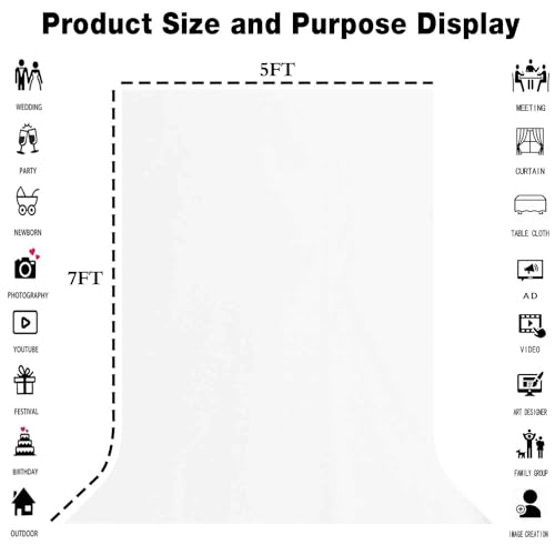 White Screen Backdrop for Photography 5x7ft Zoom Meeting, Game Live Steaming and Photo Studio Shooting Props - color: White, size: 5x7ft