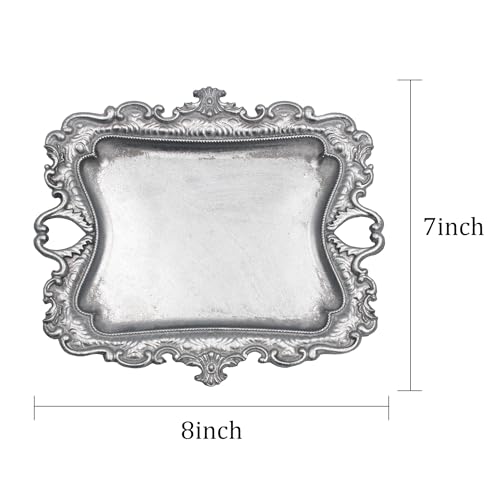 Funly mee 8 x 7 inches Antique Trinket Dish Vintage Jewelry Tray, Ring Holder (Sliver, M) - color: Silver, size: Medium