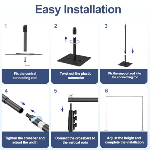 EMART Backdrop Stand,10x10ft(WxH) Adjustable Photo Background Stand with Upgrade Rod,Heavy Duty Flat Base,Metal Pipe and Drape Frame for Wedding,Birthday Party,Event Decorations,Trade Displays - size: 10x10ft