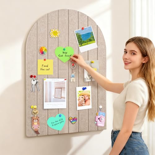 2 Pcs Foldable Felt Bulletin Board, 0.35" Thick Arch Fabric Pin Board with Adhesive Sticker, Large Cork Boards Wall Mount Memo Boards for Office Bedroom Living Room, Decorative Board (24x16 inch) - size: 24x16 inch