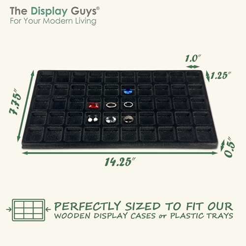 TheDisplayGuys For Your Modern Living 2-Pack 50-Compartments Flocked Velvet Jewelry Display Inserts - Tray/Case Liners - Ring Earrings Storage, (Black) by The Display Guys - color: Black, size: Compartments - 50